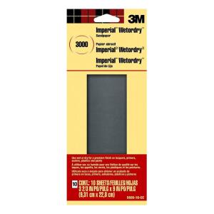 3M3-2/3 in. x 9 in. 3000 Grit Super Ultra Fine Grade Sandpaper (10 Sheets/Pack) (5926-18-CC)