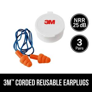 3M Reusable Corded Earplugs 3-Pack (90716-3-10DC)