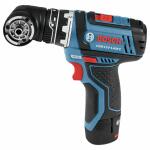 Bosch Chameleon 12V 1/4 inch Keyless Cordless Drill with 2 Batteries, Charger and Soft Bag