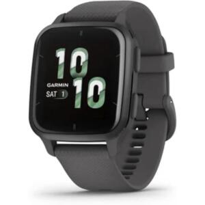 Garmin Venu Sq 2 Smartwatch Slate Aluminum Bezel with Shadow Gray Case and Silicone Band