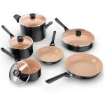 Ninja 10-Piece Nonstick Ceramic Cookware Set, PFOA-Free, Oven Safe, Induction Compatible (CK89010BF)