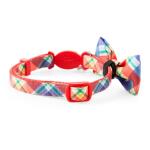 Youly Red Plaid Bow Tie Cat Breakaway Collar