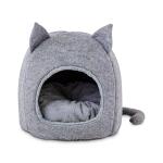 EveryYay Gray Fleece Enclosed Cat Bed