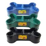 Dog Bowl Double Feeder (Bone Shaped) Deep Dish Assorted - Pack of 3