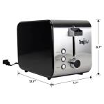 Koolatron Stainless Steel 2 Slice Compact Wide Slot Toaster Black and Silver