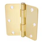 Everbilt 3-1/2 in. x 1/4 in. Radius Squeak-Free Door Hinge Satin Brass