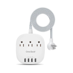 One Beat Power Strip with USB Charger in White