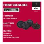 Everbilt 1 in. Brown Round Metal Nail-On Furniture Glides with Carpet Base for Floor Protection (4-Pack)