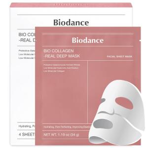 BIODANCE Bio Collagen Real Deep Mask, Hydrating overnight hydrogel mask that minimizes pores and improves elasticity, 34g x 4ea