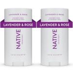 Native Deodorant (Lavender & Rose, 2 Pack): 72-hour odor control, aluminum-free, with baking soda, coconut oil, and shea butter. Suitable for all.