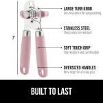 Gorilla Grip Heavy Duty Stainless Steel Manual Can Opener and Bottle Opener, Soft Handle, Rust-Proof, Easy-Turn Knob, Multifunctional Kitchen Tool (Pink)