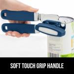 Gorilla Grip Heavy Duty Stainless Steel Manual Can Opener and Bottle Opener, Soft Handle, Rust-Proof, Easy-Turn Knob, Multifunctional Kitchen Tool (Blue)