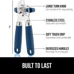 Gorilla Grip Heavy Duty Stainless Steel Manual Can Opener and Bottle Opener, Soft Handle, Rust-Proof, Easy-Turn Knob, Multifunctional Kitchen Tool (Blue)