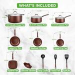 NutriChef 20-Piece Nonstick Cookware & Bakeware Set - PFOA/PFOS-Free, Heat-Resistant, with Pots, Pans, Lids & Utensils - Brown