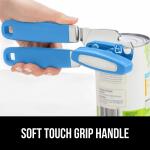 Gorilla Grip Heavy Duty Stainless Steel Manual Can Opener and Bottle Opener, Soft Handle, Rust-Proof, Easy-Turn Knob, Multifunctional Kitchen Tool (Aqua)