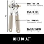 Gorilla Grip Heavy Duty Stainless Steel Manual Can Opener and Bottle Opener, Soft Handle, Rust-Proof, Easy-Turn Knob, Multifunctional Kitchen Tool (Almond)