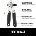 Gorilla Grip Heavy Duty Stainless Steel Smooth Edge Manual Can Opener and Bottle Opener (Black)