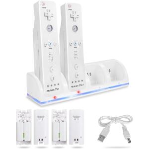 4-in-1 Charging Station for Wii&Wii U Remote Controller,Charger with 4 Rechargeable Battery Packs 