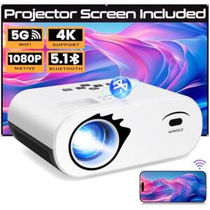 Windele Upgraded M8 5G WiFi Bluetooth Projector