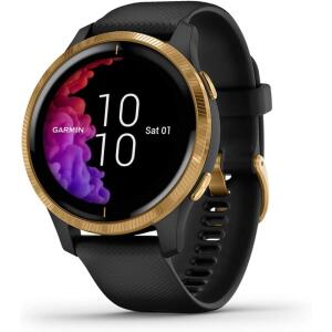 Garmin 010-02173-31 Venu GPS Smartwatch - Gold with Black Band