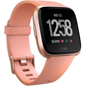 Fitbit Versa Smart Watch (S & L Bands Included) - Peach/Rose Gold Aluminium