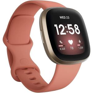 Fitbit Versa 3 Health & Fitness Smartwatch (S & L Bands Included) - Pink/Gold