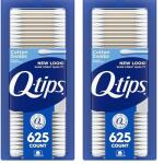 Q-tips Cotton Swabs: 100% cotton, 625 count, for hygiene and beauty care (Pack of 2)