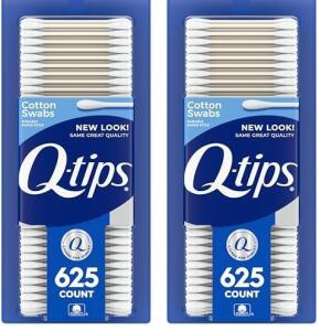 Q-tips Cotton Swabs: 100% cotton, 625 count, for hygiene and beauty care (Pack of 2)