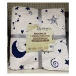 Dahdoul Home Moonlit 1 Piece Printed Bedspread White with Heavenly blodies designQueen Size (86" x 86")