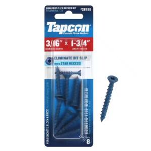 Tapcon 3/16 in. x 1-3/4 in. Star Flat-Head Concrete Anchors (8-Pack)