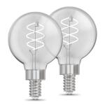 Feit Electric60-Watt Equivalent G16.5 Double Spiral White Thin Filament Clear E12 Candelabra LED Light Bulb, Soft White 2700K(2-Pack)