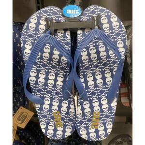 AIC Mens FLip Flop Sandals Skull Crossbones Blue Size 8