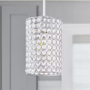 2-1/4 in. Fitter Large Crystal Cylinder Pendant Lamp Shade