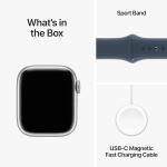 Apple Watch Series 9 with Silver Aluminum Case with Storm Blue Sport Band S/M