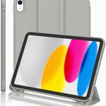 iMieet Case for New iPad 10.9 Inch (10th Gen, 2022) - Trifold Stand with Pencil Holder, Soft TPU Back, and Auto Wake/Sleep (Smoky Gray)