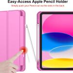 iMieet Case for New iPad 10.9 Inch (10th Gen, 2022) - Trifold Stand with Pencil Holder, Soft TPU Back, and Auto Wake/Sleep (Peach Red)