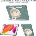 ZenRich Rugged Shockproof Case for iPad 9th/8th/7th Generation 10.2 inch (2021), with Pencil Holder, Rotating Hand Strap, Stand, Shoulder Strap, and Screen Protector (A-Emerald Green)