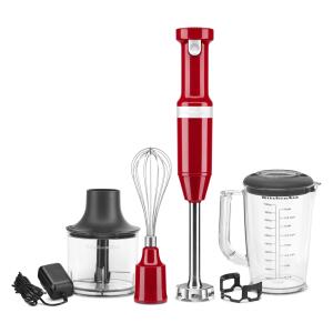 KitchenAid Empire Red 5-Speed Immersion Blender with 60-Watt Pulse Control and Accessory Jar