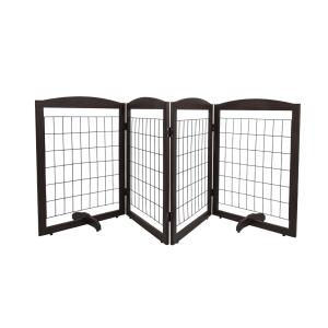 Pet Essentials 31.5 Inch Freestanding Expandable Black Wood Pet Gate