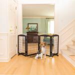 Pet Essentials 31.5 Inch Freestanding Expandable Black Wood Pet Gate