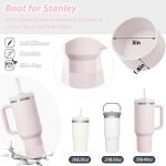 Stanley Cup Accessories Set: Includes 6 silicone spill proof stoppers, 2 straw cover caps for 9 to 10 mm straws, and 1 silicone boot, all in Rose Quartz