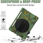 ZenRich Rugged Shockproof Case for iPad 9th/8th/7th Generation 10.2 inch (2021), with Pencil Holder, Rotating Hand Strap, Stand, Shoulder Strap, and Screen Protector (A-Camouflage)