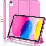 iMieet Case for New iPad 10.9 Inch (10th Gen, 2022) - Trifold Stand with Pencil Holder, Soft TPU Back, and Auto Wake/Sleep (Peach Red)