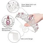 Didder Silver Tiara: Elegant pink crystal crown with combs, perfect for birthdays, weddings, proms, and parties. Suitable for women and girls.