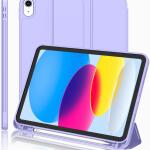 iMieet Case for New iPad 10.9 Inch (10th Gen, 2022) - Trifold Stand with Pencil Holder, Soft TPU Back, and Auto Wake/Sleep (Light Purple)