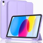 iMieet Case for New iPad 10.9 Inch (10th Gen, 2022) - Trifold Stand with Pencil Holder, Soft TPU Back, and Auto Wake/Sleep (Clove Purple)