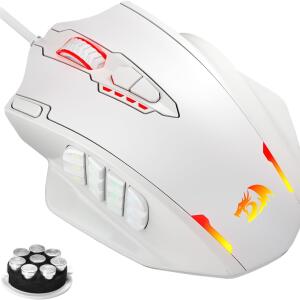 Redragon M908 Impact RGB LED MMO Gaming Mouse - White