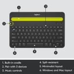 Logitech K480 Wireless Multi-Device Keyboard - Black