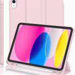 iMieet Case for New iPad 10.9 Inch (10th Gen, 2022) - Trifold Stand with Pencil Holder, Soft TPU Back, and Auto Wake/Sleep (Pink)