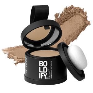 BOLDIFY Hairline Powder (Medium Blonde): Root touch-up and instant gray coverage. 48-hour stain-proof color for women and men; an alternative to hair fibers and toppers.